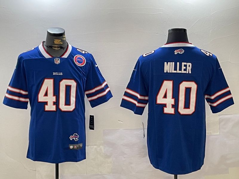Men Buffalo Bills #40 Miller Blue Second generation 2024 Nike Limited NFL Jersey style 3->buffalo bills->NFL Jersey